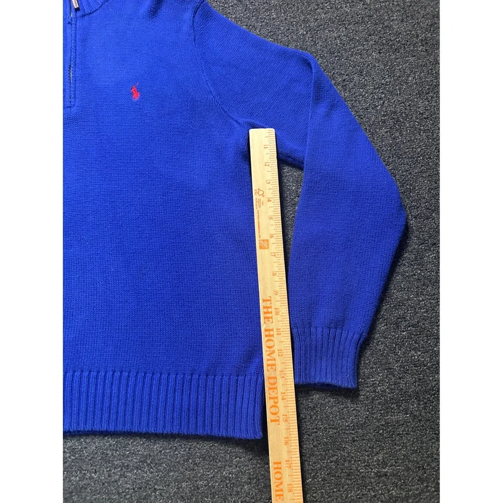 Polo‎ Ralph Lauren 1/4 Zip Sweater Blue Mens Large Pima Cotton Mock Neck Pony
